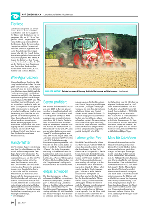 AUF EINEN BLICK Landwirtschaftliches Wochenblatt BILD DER WOCHE: Bei der trockenen Witterung läuft die Maisaussaat auf Hochtouren.