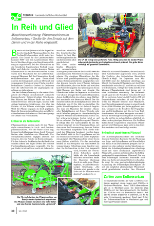 TECHNIK Landwirtschaftliches Wochenblatt In Reih und Glied Maschinenvorführung: Pflanzmaschinen im Erdbeeranbau / Geräte für den Einsatz auf dem Damm und in der Reihe vorgestellt.