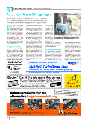 SONDERVERÖFFENTLICHUNG Landwirtschaftliches Wochenblatt 76 16 / 2010 D en 4.