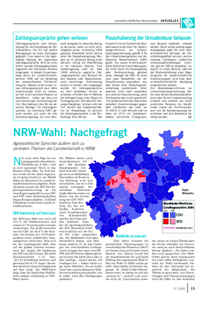 NRW-Wahl: Nachgefragt Agrarpolitische Sprecher äußern sich zu zentralen Themen der Landwirtschaft in NRW.
