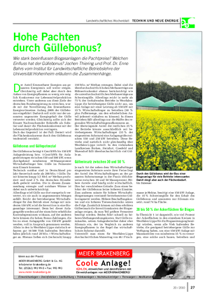 Landwirtschaftliches Wochenblatt TECHNIK UND NEUE ENERGIE D er Anteil Erneuerbarer Energien am ge- samten Energiemix soll weiter steigen.