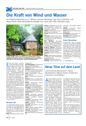 NOTIZEN VOR ORT Landwirtschaftliches Wochenblatt Minden: Schiffsmühle auf der We- ser, Windmühlen in Dützen (Ze- chenstraße 7) und Stemmer (An der Stemmer Mühle 3).