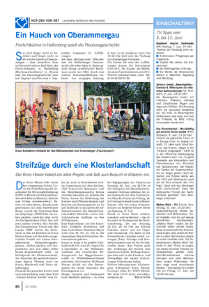 NOTIZEN VOR ORT Landwirtschaftliches Wochenblatt Streifzüge durch eine Klosterlandschaft Der Kreis Höxter belebt ein altes Projekt und lädt zum Besuch in Klöstern ein.