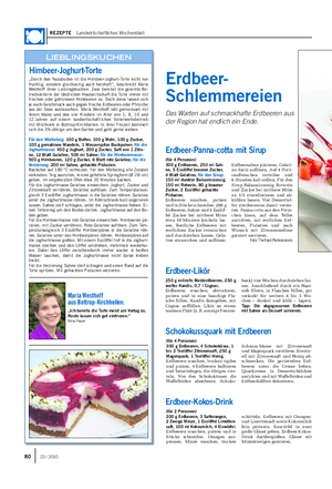 REZEPTE Landwirtschaftliches Wochenblatt „Durch den Nussboden ist die Himbeer-Joghurt-Torte nicht nur fruchtig, sondern gleichzeitig auch herzhaft“, beschreibt Maria Westhoff ihren Lieblingskuchen.
