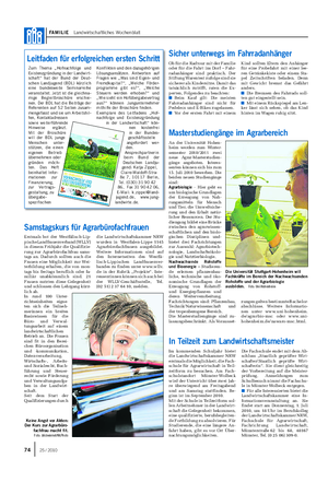FAMILIE Landwirtschaftliches Wochenblatt An der Universität Hohen- heim werden zum Winter- semester 2010/2011 zwei neue Agrar-Masterstudien- gänge angeboten.