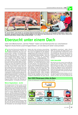 Landwirtschaftliches Wochenblatt TIER Eberzucht unter einem Dach Unter dem Markennamen „German Piétrain“ haben sich Schweinezüchter aus verschiedenen Regionen Deutschlands zusammengeschlossen, um die Eberzucht weiter voranzutreiben.