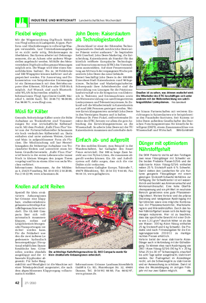 INDUSTRIE UND WIRTSCHAFT Landwirtschaftliches Wochenblatt „Deutschland ist einer der führenden Techno- logiestandorte.