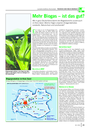 Landwirtschaftliches Wochenblatt TECHNIK UND NEUE ENERGIE Mehr Biogas – ist das gut?
