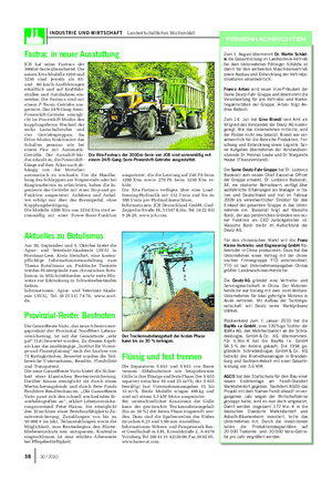 INDUSTRIE UND WIRTSCHAFT Landwirtschaftliches Wochenblatt JCB hat seine Fastracs der 3000er-Serie überarbeitet.