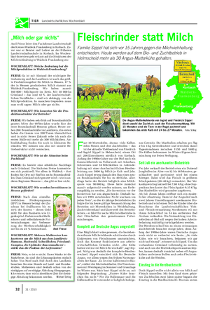 TIER Landwirtschaftliches Wochenblatt Fleischrinder statt Milch Familie Sippel hat sich vor 15 Jahren gegen die Milchviehhaltung entschieden.