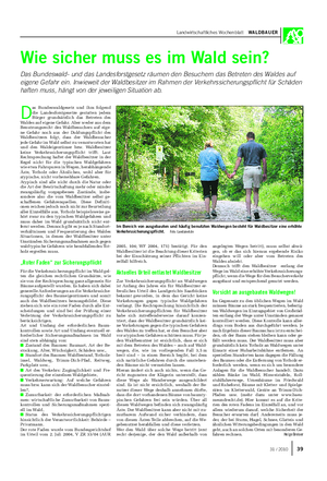 Landwirtschaftliches Wochenblatt WALDBAUER Wie sicher muss es im Wald sein?