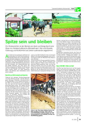 Landwirtschaftliches Wochenblatt TIER A m Fuße des Donnersberges, befindet sich der Kreuzhof von Gerd und Georg Karch.