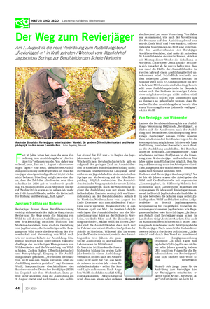 NATUR UND JAGD Landwirtschaftliches Wochenblatt Der Weg zum Revierjäger Am 1.