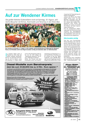Landwirtschaftliches Wochenblatt SONDERVERÖFFENTLICHUNG 6132 / 2010 I n wenigen Tagen steht in Wenden im Kreis Olpe das größte Volksfest Südwestfa- lens an.