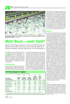 TIER Landwirtschaftliches Wochenblatt S elbst bei einem mittlerweile über 100 % liegenden Selbstversorgungsgrad mit Hähnchenfleisch ist eine hohe Brust- fleischausbeute für die Schlachtereien von großer Bedeutung.