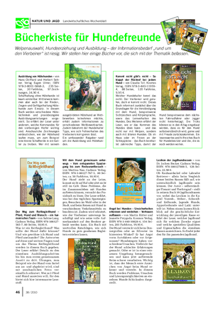 NATUR UND JAGD Landwirtschaftliches Wochenblatt Ausbildung von Hütehunden – von Hans Chifflard und Herbert Seh- ner.
