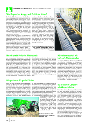 INDUSTRIE UND WIRTSCHAFT Landwirtschaftliches Wochenblatt für die Ausbringung von Harnstoff kann der Düngerstreuer mit einem sogenannten H-Streu- werk ausgestattet werden.