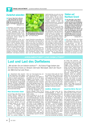FRAGE UND ANTWORT Landwirtschaftliches Wochenblatt I n Deutschland leben deutlich mehr Menschen in den Städten als auf dem Land.