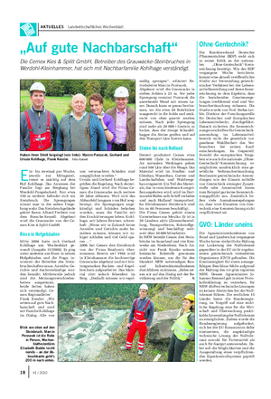 AKTUELLES Landwirtschaftliches Wochenblatt „Auf gute Nachbarschaft“ Die Cemex Kies & Splitt GmbH, Betreiber des Grauwacke-Steinbruches in Werdohl-Kleinhammer, hat sich mit Nachbarfamilie Kohlhage verständigt.