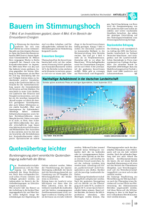 Landwirtschaftliches Wochenblatt AKTUELLES D ie Stimmung der deutschen Landwirte hat sich zum Herbst hin weiter verbessert.