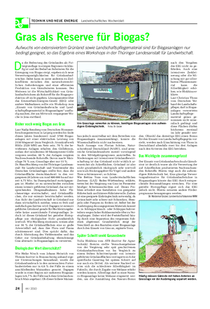 TECHNIK UND NEUE ENERGIE Landwirtschaftliches Wochenblatt Gras als Reserve für Biogas?