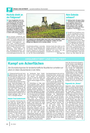 FRAGE UND ANTWORT Landwirtschaftliches Wochenblatt dernisse durch den direkt an der Grenze errichteten Hochsitz an.
