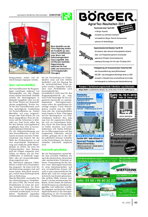 Landwirtschaftliches Wochenblatt EUROTIER Beim QuickMix von der Firma Vogelsang werden die Feststoffe aus dem (roten) Feststoffdosierer einer Misch- und Zerkleinerungseinheit (blau) zugeführt.