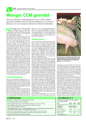 TIER Landwirtschaftliches Wochenblatt Weniger CCM geerntet Über die bisherigen Analyseergebnisse des in diesem Herbst geernteten CCM berichten Dr.