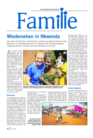 Wiedersehen in Nkwenda Seit mehr als 20 Jahren unterstützt der Landfrauenverband Isselhorst, Kreis Gütersloh, ein Ausbildungszentrum in Tansania.
