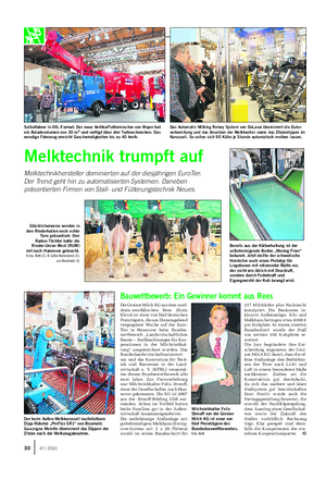 EUROTIER Landwirtschaftliches Wochenblatt Melktechnik trumpft auf Melktechnikhersteller dominierten auf der diesjährigen EuroTier.