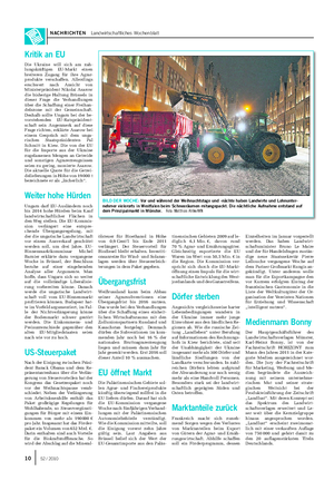 NACHRICHTEN Landwirtschaftliches Wochenblatt BILD DER WOCHE: Vor und während der Weihnachtstage und -nächte haben Landwirte und Lohnunter- nehmer vielerorts in Westfalen beim Schneeräumen mitangepackt.