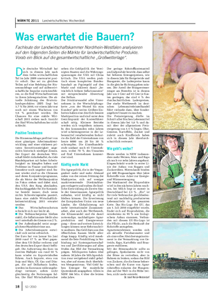 MÄRKTE 2011 Landwirtschaftliches Wochenblatt Was erwartet die Bauern?