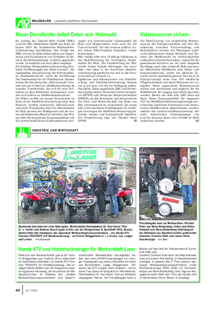 WALDBAUER Landwirtschaftliches Wochenblatt Im Auftrag der Zukunft Holz GmbH (ZHG) wird die B&L Marktdaten GmbH aus Bonn ab Januar 2011 die bundesweite Holzmarktbe- richterstattung durchführen.