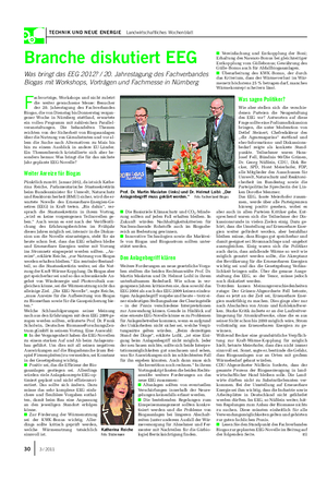TECHNIK UND NEUE ENERGIE Landwirtschaftliches Wochenblatt Branche diskutiert EEG Was bringt das EEG 2012?