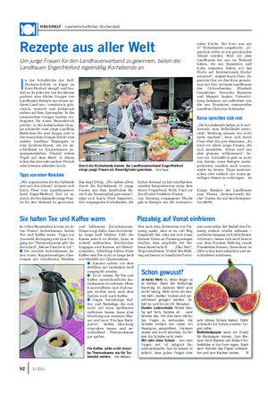 HAUSHALT Landwirtschaftliches Wochenblatt Rezepte aus aller Welt Um junge Frauen für den Landfrauenverband zu gewinnen, bieten die Landfrauen Enger/Herford regelmäßig Kochabende an.