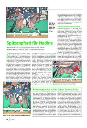 TIER Landwirtschaftliches Wochenblatt I n Nordrhein-Westfalen ist auf dem Pferde- markt noch kein Aufschwung zu erkennen: Das Ergebnis der 17.