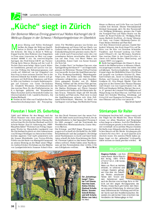 TIER Landwirtschaftliches Wochenblatt „Küche“ siegt in Zürich Der Borkener Marcus Ehning gewinnt auf Noltes Küchengirl die 9.