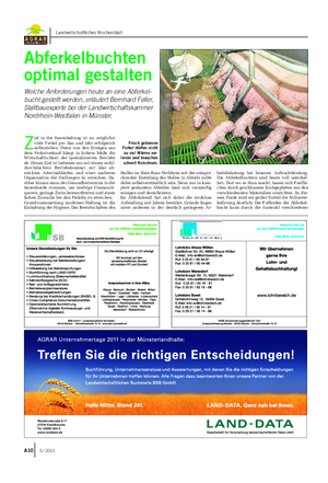 A10 5 / 2011 Landwirtschaftliches Wochenblatt Z iel in der Sauenhaltung ist es, möglichst viele Ferkel pro Sau und Jahr erfolgreich aufzuziehen.