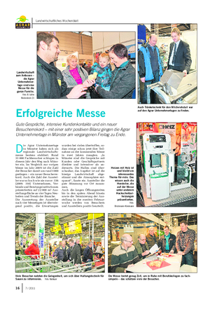 Landwirtschaftliches Wochenblatt D ie Agrar Unternehmertage in Münster haben sich als regionale Landwirtschafts- messe bestens etabliert.