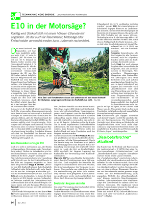 TECHNIK UND NEUE ENERGIE Landwirtschaftliches Wochenblatt E10 in der Motorsäge?