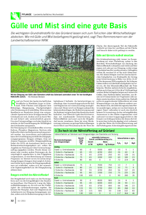 PFLANZE Landwirtschaftliches Wochenblatt Gülle und Mist sind eine gute Basis Die wichtigsten Grundnährstoffe für das Grünland lassen sich zum Teil schon über Wirtschaftsdünger abdecken.