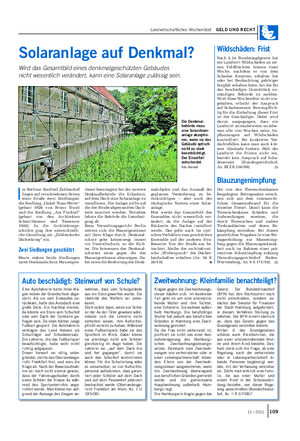 Landwirtschaftliches Wochenblatt GELD UND RECHT Solaranlage auf Denkmal?