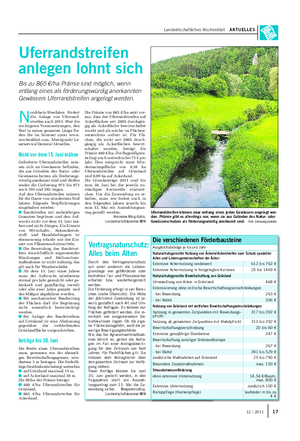 Landwirtschaftliches Wochenblatt AKTUELLES N ordrhein-Westfalen fördert die Anlage von Uferrand- streifen auch 2011.