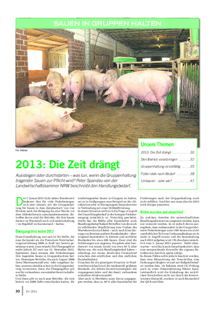 TIER Landwirtschaftliches Wochenblatt Foto: Waldeyer TIER Landwirtschaftliches Wochenblatt Unsere Themen 2013: Die Zeit drängt .