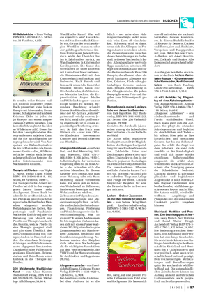 Landwirtschaftliches Wochenblatt BUECHER Wildkräuterküche – Fona Verlag, ISBN 978-3-03780-415-5, 58 Sei- ten, 33 Farbfotos, 6,95€.