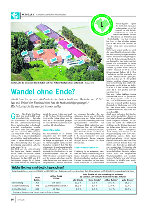 AKTUELLES Landwirtschaftliches Wochenblatt G anz Nordrhein-Westfalen zählt nur noch 36 200 land- wirtschaftliche Betriebe (mit mindestens 5 ha Nutzfläche).