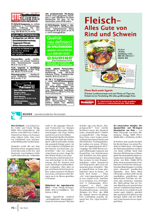 BÜCHER Landwirtschaftliches Wochenblatt Mein Grillbuch – von Johann La- fer.