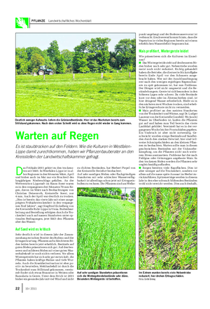 PFLANZE Landwirtschaftliches Wochenblatt D as Frühjahr 2011 gehört zu den trockens- ten seit 1881.