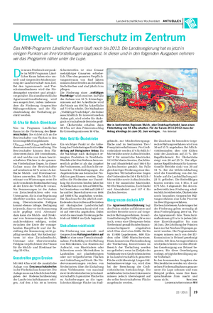 Landwirtschaftliches Wochenblatt AKTUELLES Umwelt- und Tierschutz im Zentrum Das NRW-Programm Ländlicher Raum läuft noch bis 2013.