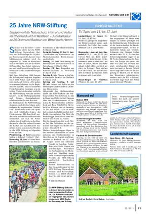 Landwirtschaftliches Wochenblatt NOTIZEN VOR ORT 7123 / 2011 Wann und wo?